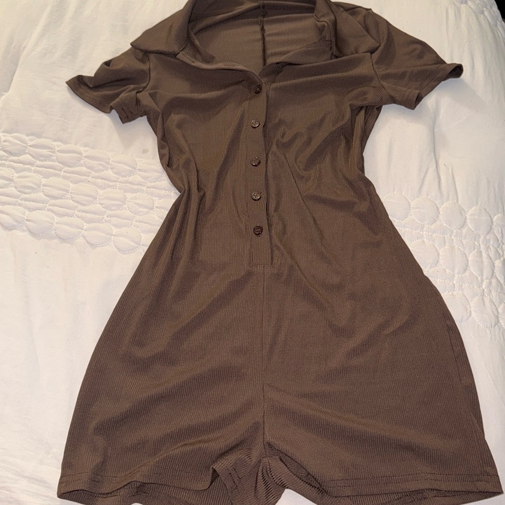 Brown collared romper. Never worn